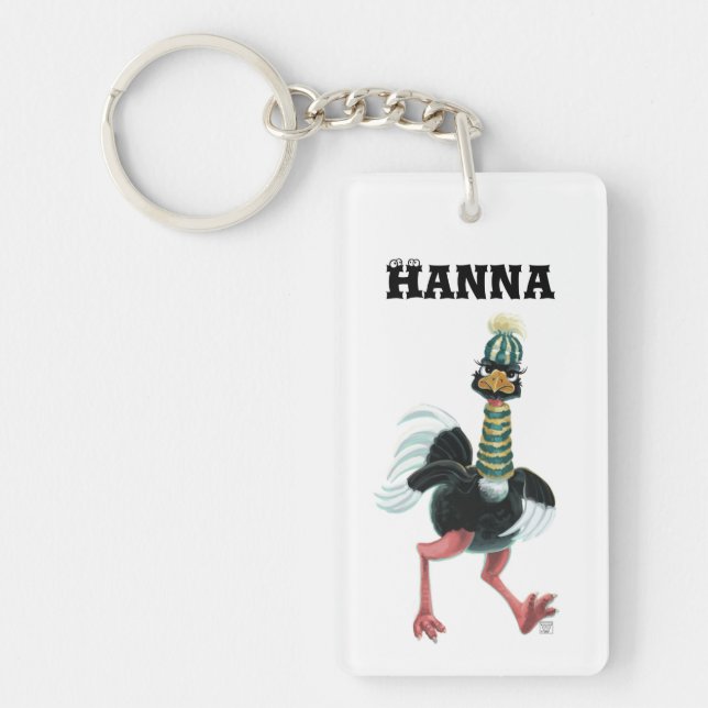 Arctic Ostrich on the Run Keychain (Front)