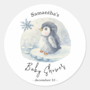 Arctic Penguin - baby shower Classic Round Sticker