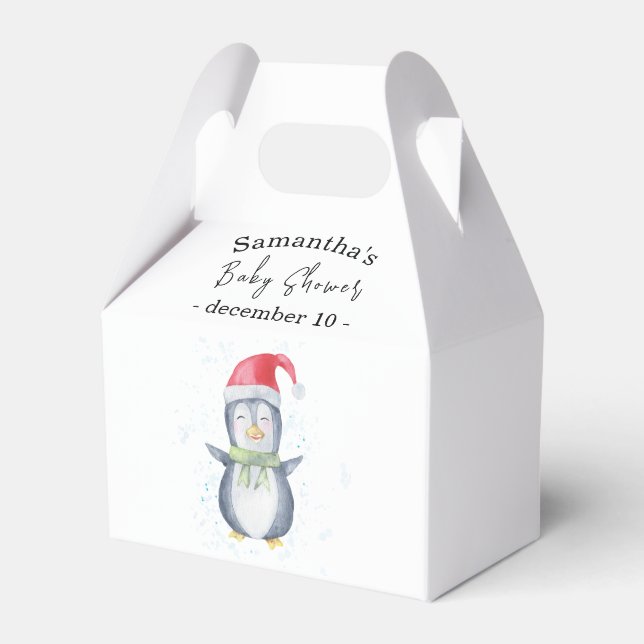 Arctic penguin baby shower Favor Box (Front Side)