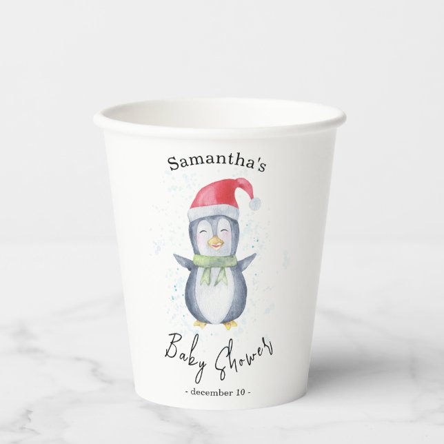 Arctic Penguin - baby shower Paper Cups (Front)