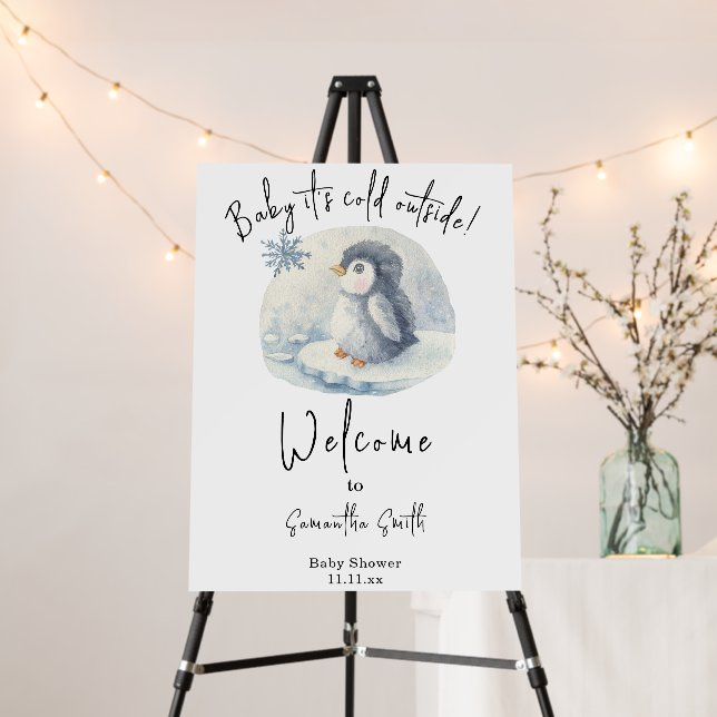 Arctic Penguin Welcome baby shower Foam Board (In Situ (Stand))