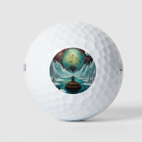 Arctic Planet with Expedtion examine alien  Golf Balls