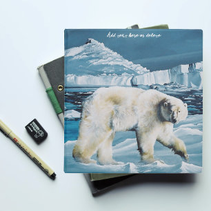 Arctic Polar Bear Blue 3 Ring Binder