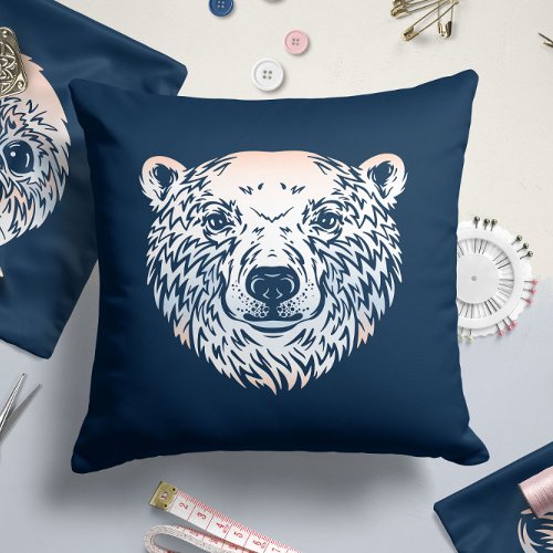 Arctic Polar Bear Pillow  Polar Bear Throw Pillow
