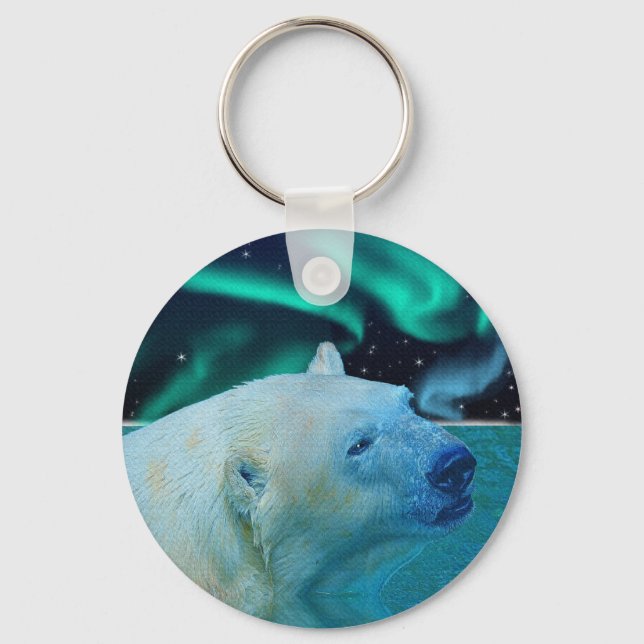 Arctic Polar Bear Wildlife Gift Keychain (Front)