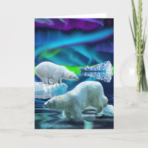 Arctic Polar Bears  Aurora Art Greeting Cards