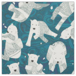 arctic polar bears blue fabric