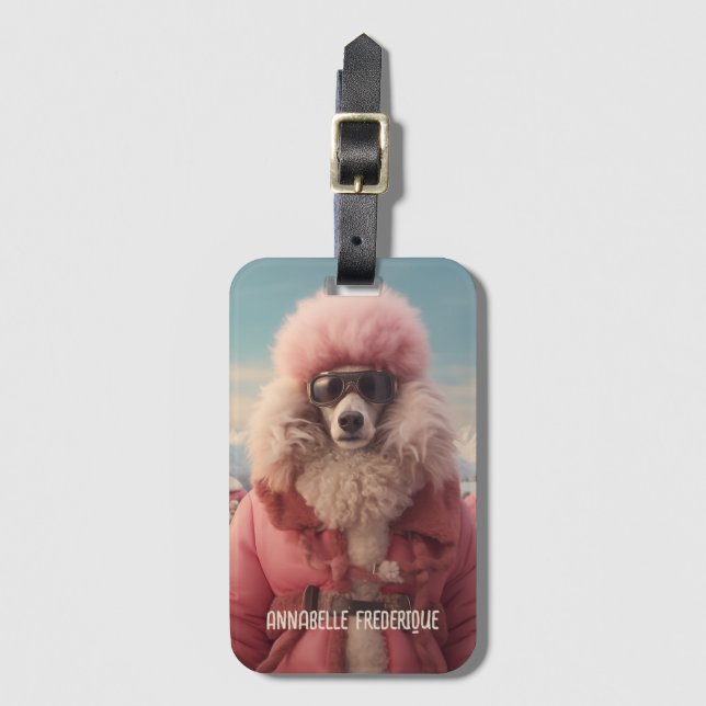 Arctic Poodle Luggage Tag (Front Vertical)