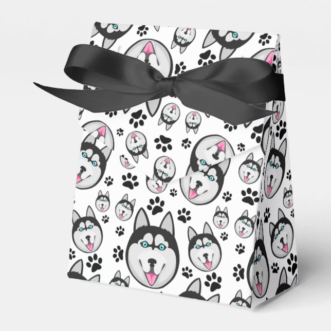 Arctic Puppy Siberian Husky Big Sled Dog Favor Boxes (Front Side)