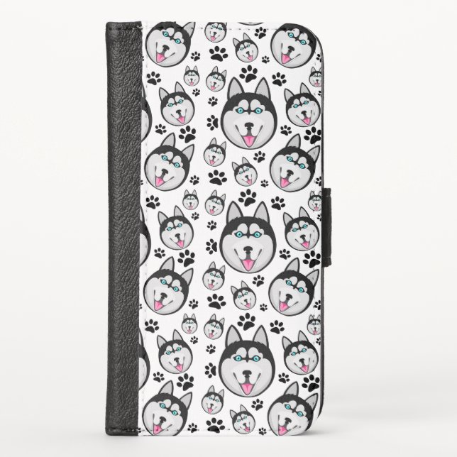Arctic Puppy Siberian Husky Big Sled Dog iPhone Wallet Case (Front)