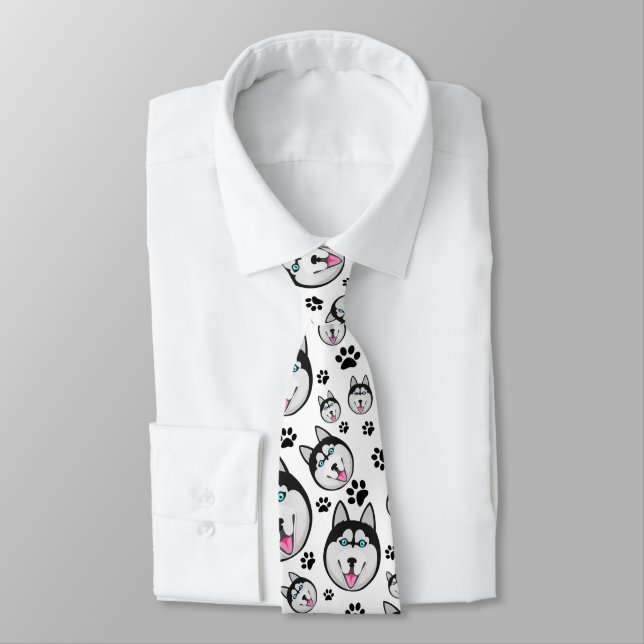 Arctic Puppy Siberian Husky Big Sled Dog Neck Tie (Tied)