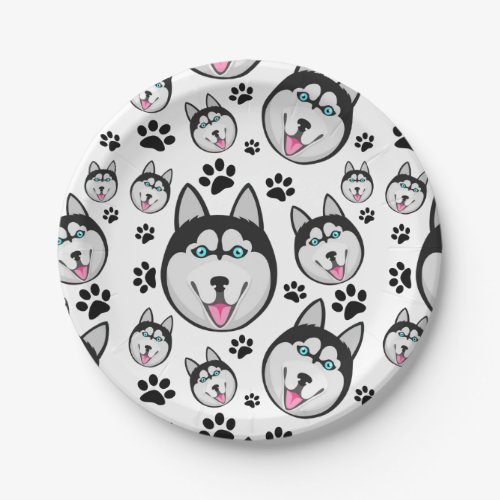 Arctic Puppy Siberian Husky Big Sled Dog Paper Plates