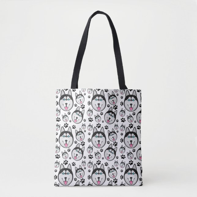 Arctic Puppy Siberian Husky Big Sled Dog Tote Bag (Front)