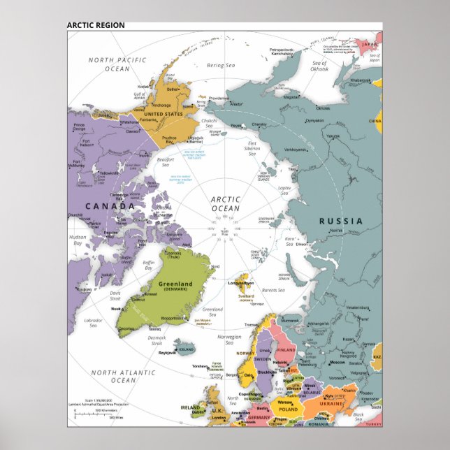 Arctic Region Map Poster (Front)