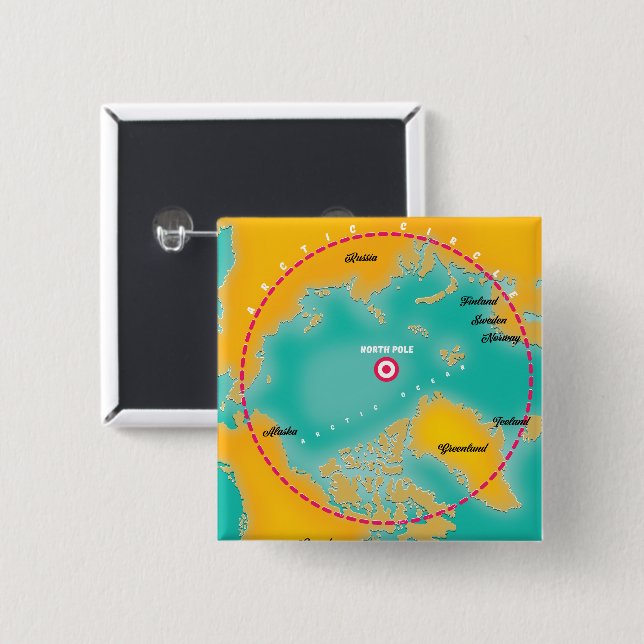 Arctic Region north pole map Button (Front & Back)