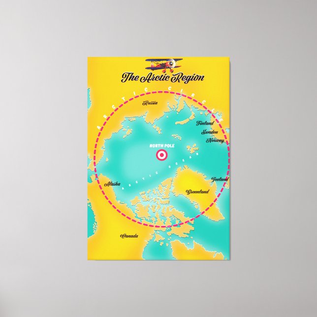 Arctic Region north pole map Canvas Print (Front)