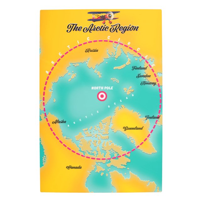 Arctic Region north pole map Metal Print (Front)