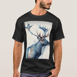 Arctic Reindeer - Watercolor Paint T-Shirt