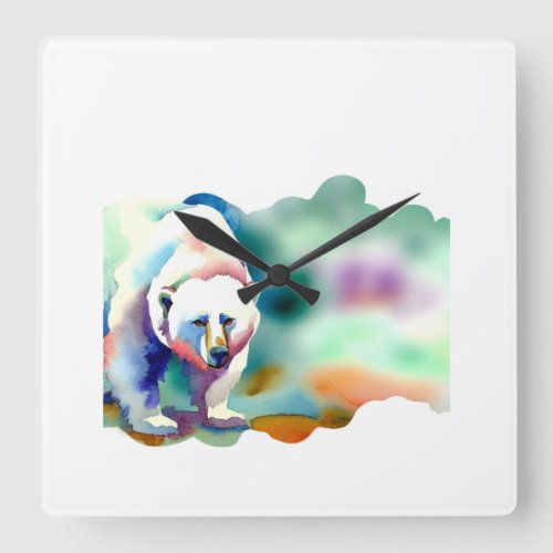 Arctic Sea Bear AREF1417 _ Watercolor Square Wall Clock