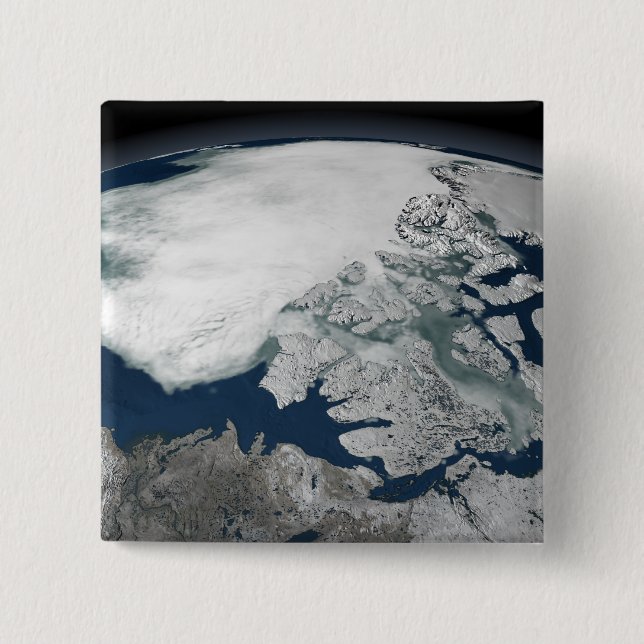 Arctic sea ice above North America Button (Front)