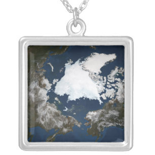 Arctic sea ice silver plated necklace