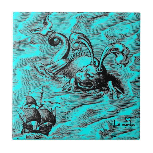 Arctic Sea Monster and Sailing Ship Tile (Front)
