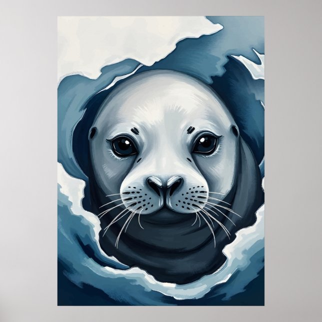 Arctic Seal Close-Up – Winter Wildlife Animal Poster (Front)