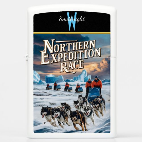 Arctic Sled Dog Race at Sunset Zippo Lighter