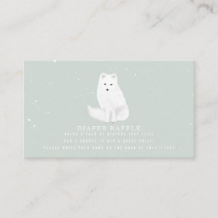 Arctic Snow Fox Blue Baby Shower Diaper Raffle Enclosure Card