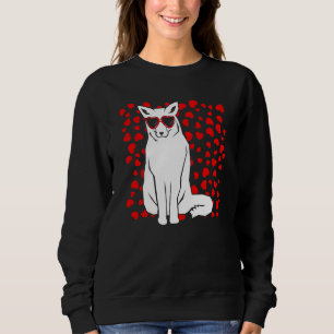 Arctic Snow Fox Heart Glasses Valentines Day Anima Sweatshirt