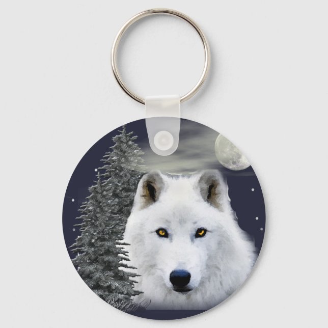 arctic snow wolf keychain (Front)