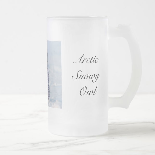 Arctic Snowy Owl Frosted Glass Winter Frosted Glass Beer Mug (Right)
