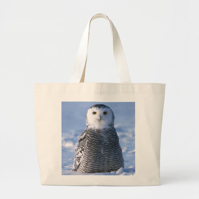 Arctic Snowy Owl Photo Designed Personal Large Tote Bag (Front)