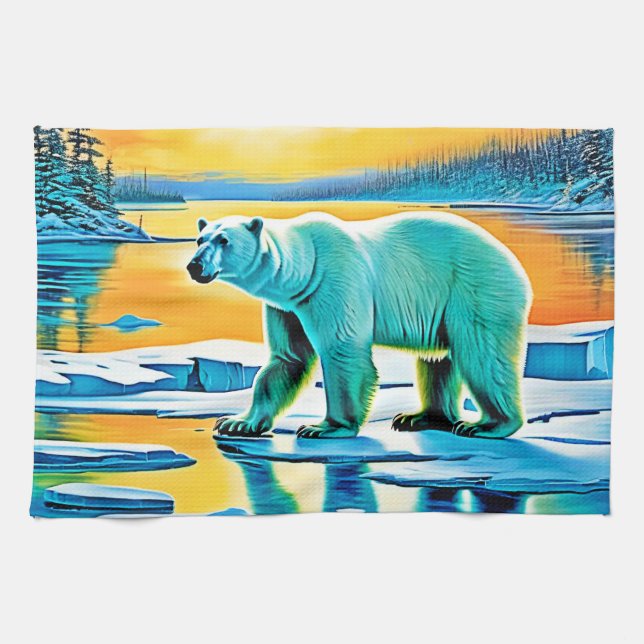 Arctic Sunset Polar Majesty Kitchen Towel (Horizontal)
