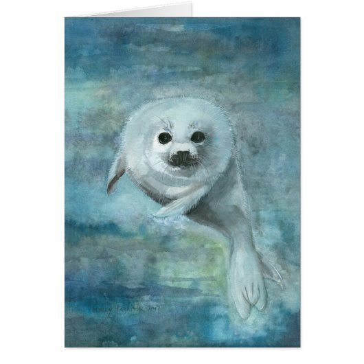 Arctic Swimmer Harp Seal Card (Front)