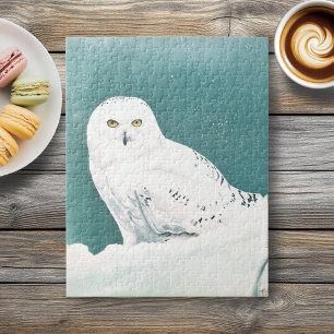 Arctic Teal Snowy Owl Jigsaw Puzzle