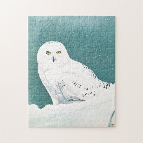 Arctic Teal Snowy Owl Jigsaw Puzzle