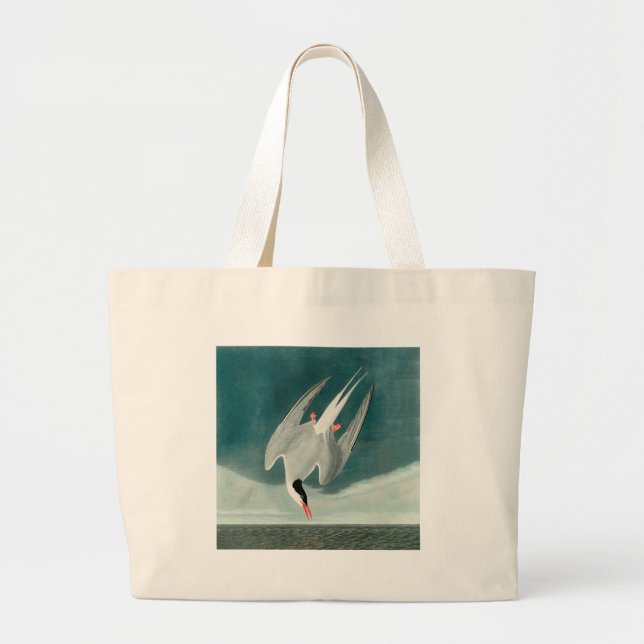 Arctic Tern Audubon Bird Wildlife Painting Large Tote Bag (Front)