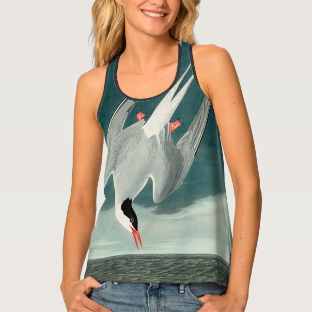 Arctic Tern Audubon Bird Wildlife Painting Tank Top (Front)
