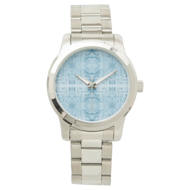 Arctic Timepiece | Blue & White Feather Pattern Watch (Front)
