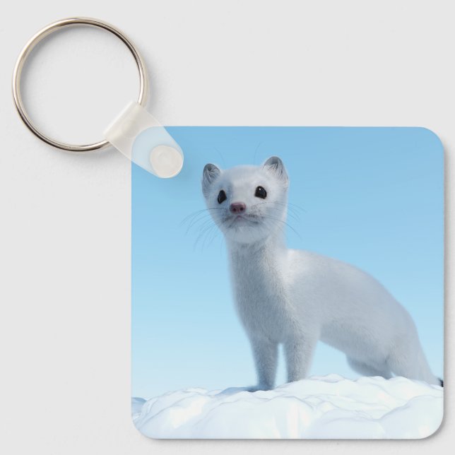Arctic Weasel Charm Keychain (Front)