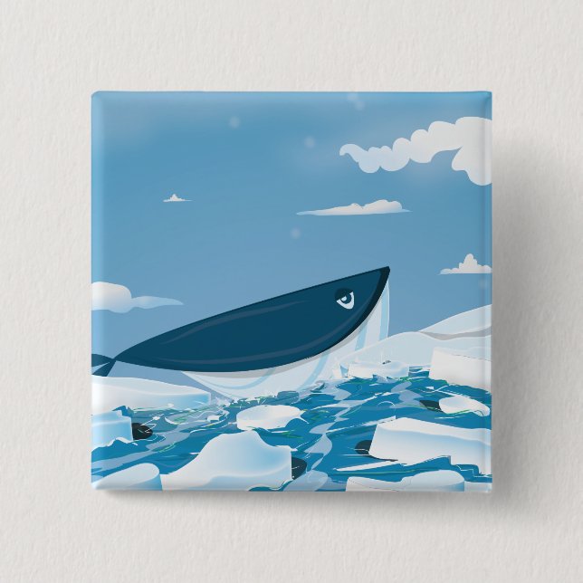 Arctic Whale Pinback Button (Front)