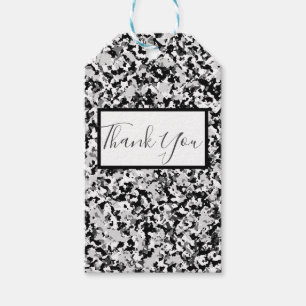 Arctic White Grey Black Camo Camouflage Party Gift Tags