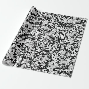 Arctic White Grey Black Camo Camouflage Party Wrapping Paper