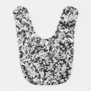 Arctic White Grey Black Camo Camouflage Pattern Baby Bib