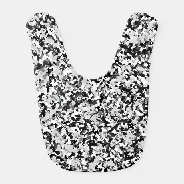 Arctic White Grey Black Camo Camouflage Pattern Baby Bib (Front)