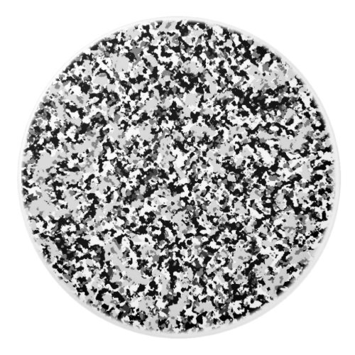 Arctic White Grey Black Camo Camouflage Pattern Ceramic Knob