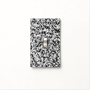 Arctic White Grey Black Camo Camouflage Pattern Light Switch Cover