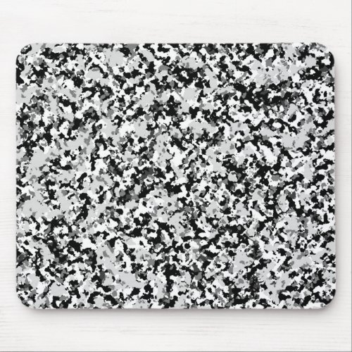 Arctic White Grey Black Camo Camouflage Pattern Mouse Pad