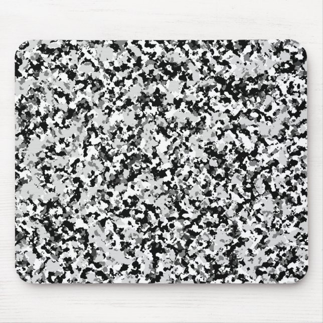 Arctic White Grey Black Camo Camouflage Pattern Mouse Pad (Front)